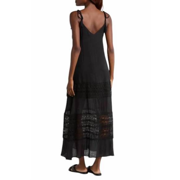 NEW ELAN spag strap crochet maxi dress in black - Picture 3 of 3